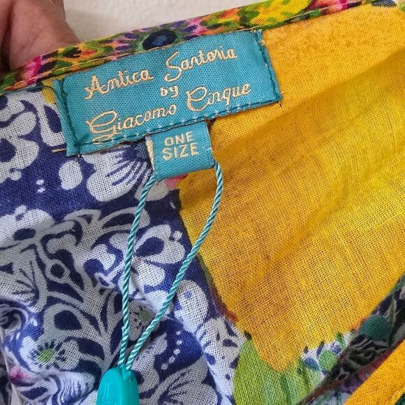 ANTICA SANTORIA Floral Yellow and Blue Sundress One Size Summer Dress - Picture 9 of 9